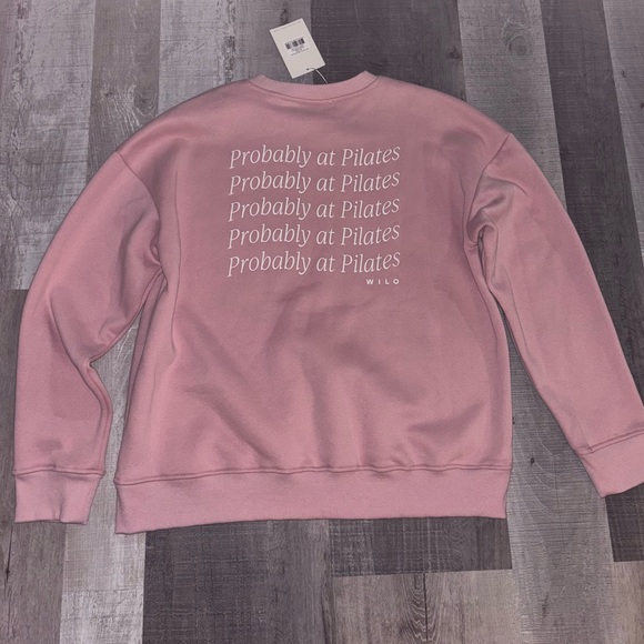 🎀NWT Wilo the Label “probably at Pilates” Pink Sweatshirt - Picture 3 of 6